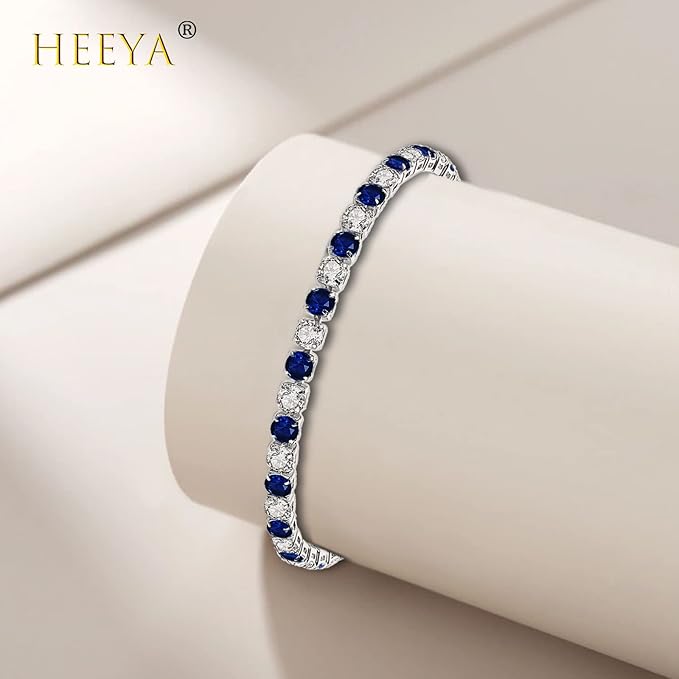 HEEYA Bracelets for Womens Sterling Silver Plated Tennis Bracelets Crystal Slider Women Bracelet Diamond Zirconia Lady Bracelet Birthday Gifts for Mum Sisters with Cards, Silver/Rose Gold