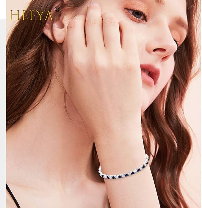 HEEYA Bracelets for Womens Sterling Silver Plated Tennis Bracelets Crystal Slider Women Bracelet Diamond Zirconia Lady Bracelet Birthday Gifts for Mum Sisters with Cards, Silver/Rose Gold
